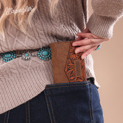 WG162-W0331  Wrangler Floral Tooled Card Holder Bi-Fold Wallet