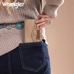 WG162-W0331  Wrangler Floral Tooled Card Holder Bi-Fold Wallet