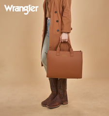 WG390-8110  Wrangler Structured Work Tote/Large Carry-All Tote/Crossbody with Pouch - Brown