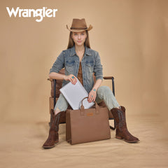 WG390-8110  Wrangler Structured Work Tote/Large Carry-All Tote/Crossbody with Pouch - Camel