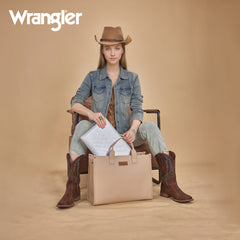 WG390-8110  Wrangler Structured Work Tote/Large Carry-All Tote/Crossbody with Pouch - Tan