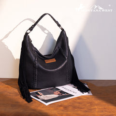 MWF1007G-9360 Montana West Fringe Collection Concealed Carry Hobo/Crossbody -Black