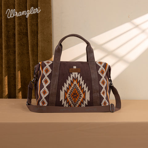 WG174-5110  Wrangler Southwestern Print Duffle Bag - Coffee