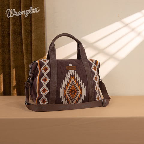 WG174-5110  Wrangler Southwestern Print Duffle Bag - Coffee