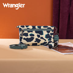 WG264-W106DTQ  Wrangler Cow Print  Wallet/Wristlet/Crossbody -Dark Turquoise
