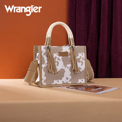 PRE-ORDER WG386-8120S  Wrangler Cow Print Tote/Crossbody -Khaki