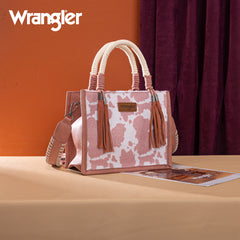PRE-ORDER WG386-8120S  Wrangler Cow Print Tote/Crossbody -Pink