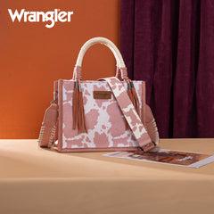 PRE-ORDER WG386-8120S  Wrangler Cow Print Tote/Crossbody -Pink
