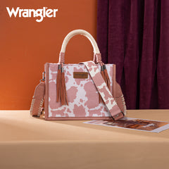 PRE-ORDER WG386-8120S  Wrangler Cow Print Tote/Crossbody -Pink