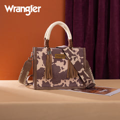 PRE-ORDER WG386-8120S  Wrangler Cow Print Tote/Crossbody -Light Coffee