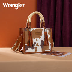 PRE-ORDER WG386-8120S  Wrangler Cow Print Tote/Crossbody -Brown