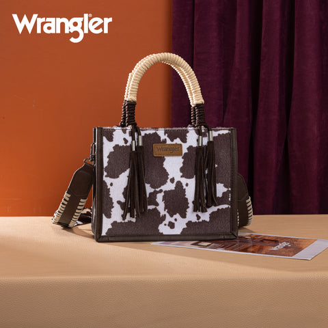 PRE-ORDER WG386-8120S  Wrangler Cow Print Tote/Crossbody -Coffee