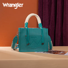 PRE-ORDER WG386-8120S  Wrangler Cow Print Tote/Crossbody -Turquoise