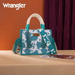 PRE-ORDER WG386-8120S  Wrangler Cow Print Tote/Crossbody -Turquoise