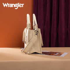 WG386-8120S  Wrangler Cow Print Tote/Crossbody -Tan