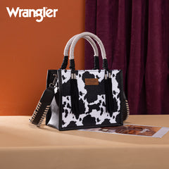 PRE-ORDER WG386-8120S  Wrangler Cow Print Tote/Crossbody -Black