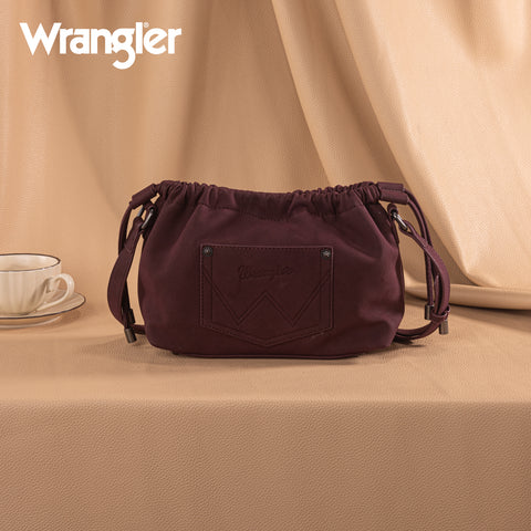 WG227-602  Wrangler Drawstring Small Crossbody Bag -Burgundy