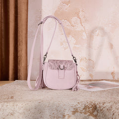 MW1366-8360DPK  Montana West Embossed Fringe Mini Crossbody -Dark Pink