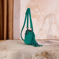 MW1366-8360TQ   Montana West Embossed Fringe Mini Crossbody -Turquoise