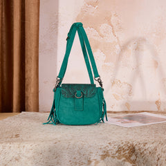 MW1366-8360TQ   Montana West Embossed Fringe Mini Crossbody -Turquoise