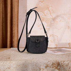 MW1366-8360BK   Montana West Embossed Fringe Mini Crossbody -Black