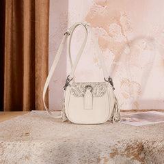 MW1366-8360TN  Montana West Embossed Fringe Mini Crossbody -Tan