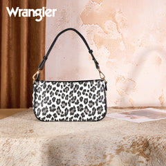 WG474-8633   Wrangler Western Leopard Print Shoulder Bag with Chain Detail - Black