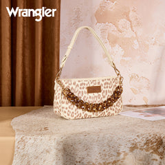 WG474-8633   Wrangler Western Leopard Print Shoulder Bag with Chain Detail -Tan