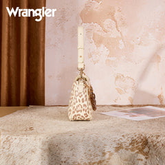 WG474-8633   Wrangler Western Leopard Print Shoulder Bag with Chain Detail -Tan
