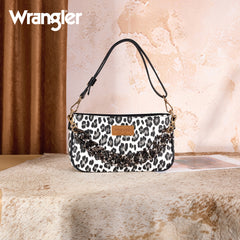 WG474-8633   Wrangler Western Leopard Print Shoulder Bag with Chain Detail - Black