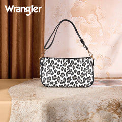 WG474-8633   Wrangler Western Leopard Print Shoulder Bag with Chain Detail - Black