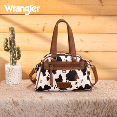 WG399-5112  Wrangler Cow Print Satchel/Crossbody Bag-BR-COW