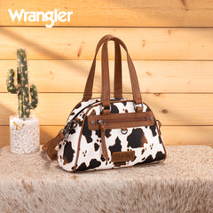 WG399-5112  Wrangler Cow Print Satchel/Crossbody Bag-BR-COW