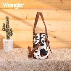 WG399-5112  Wrangler Cow Print Satchel/Crossbody Bag-BR-COW