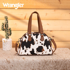 WG399-5112  Wrangler Cow Print Satchel/Crossbody Bag-BR-COW