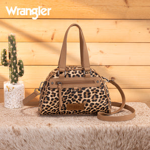 WG399-5112 Wrangler Leopard Print Satchel/Crossbody Bag - BR-LP