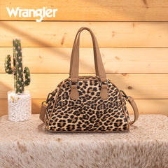 WG399-5112  Wrangler Leopard Print Satchel/Crossbody Bag-BR-LP