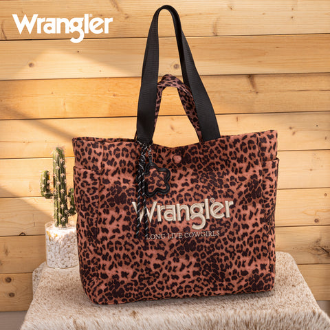 WG433-8317PK   Wrangler Leopard Print Large Tote/Crossbody -Pink