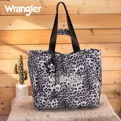 WG433-8317BK  Wrangler Leopard Print Large Tote/Crossbody -Black