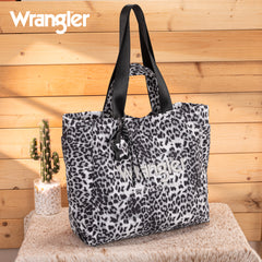 WG433-8317BK  Wrangler Leopard Print Large Tote/Crossbody -Black