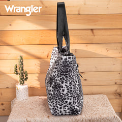 WG433-8317BK  Wrangler Leopard Print Large Tote/Crossbody -Black