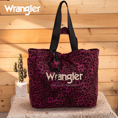 WG433-8317PP   Wrangler Leopard Print Large Tote/Crossbody -Purple