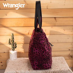 WG433-8317PP   Wrangler Leopard Print Large Tote/Crossbody -Purple