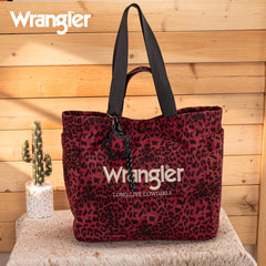 WG433-8317RD  Wrangler Leopard Print Large Tote/Crossbody -Red