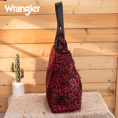 WG433-8317RD  Wrangler Leopard Print Large Tote/Crossbody -Red