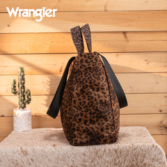 WG433-8317BR  Wrangler Leopard Print Large Tote/Crossbody -Brown