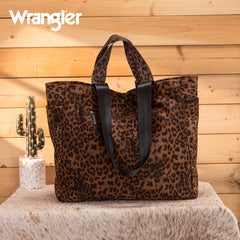 WG433-8317BR  Wrangler Leopard Print Large Tote/Crossbody -Brown