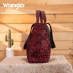 WG433-8317RD  Wrangler Leopard Print Large Tote/Crossbody -Red