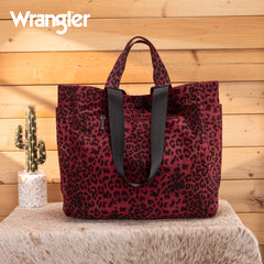 WG433-8317RD  Wrangler Leopard Print Large Tote/Crossbody -Red