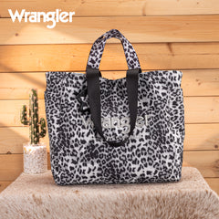 WG433-8317BK  Wrangler Leopard Print Large Tote/Crossbody -Black